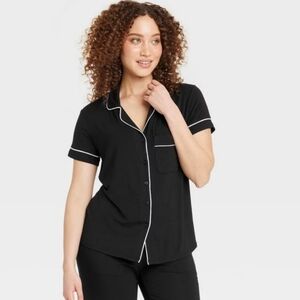 Women's Cloud Knit Short Sleeve Notch Collar Pajama Top M